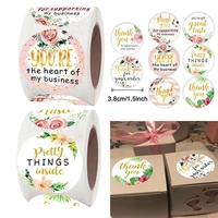 500pcs 3 8cm flower thank you stickers gold pretty thing inside gift sealing label wedding invitation decoration