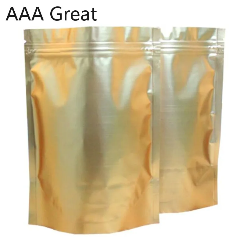 500 шт./лот золотые пакеты с замком из алюминиевой фольги для хранения еды кофе чая