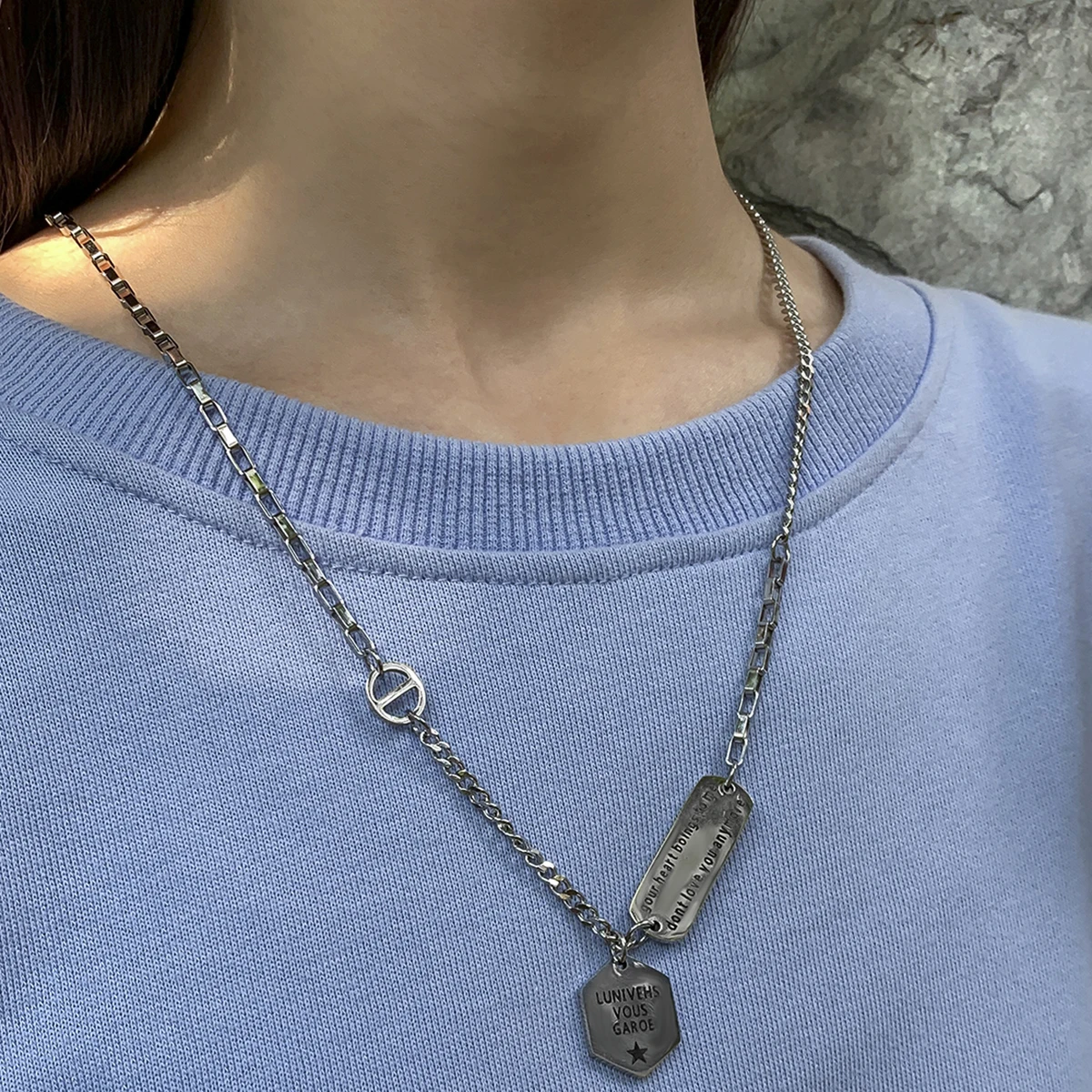 

SHIXIN Stainless Steel Choker Letter Coin Pendants Necklaces for Women Hip Hop Thick Link Chain Necklace on the Neck Unisex 2021
