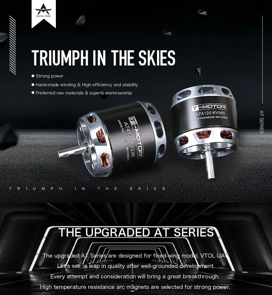 T-MOTOR AT4120 Long Shaft 250kv 500kv 560kv Brushless RC Airplane Electric Motor