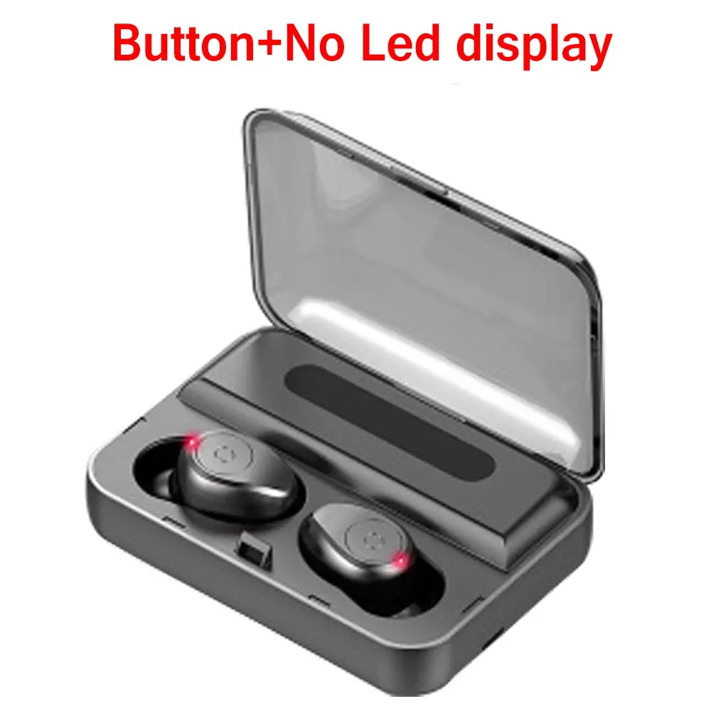 Button black TWS светодиодный дисплей мини беспроводной стерео Bluetooth 5,0 наушники водонепроницаемый зарядный мини невидимая кнопка - Цвет: Button black