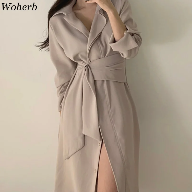 Woherb стильный женский костюм платье-рубашка 2024 летние женские платья элегантные