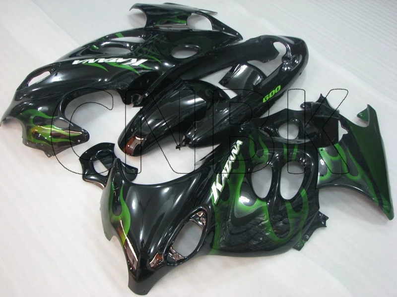 GSX 600F 02 03 Обтекатели GSX600F 98 99 черный зеленый пламя обтекатель мотоцикла GSX750 1998 - 2006