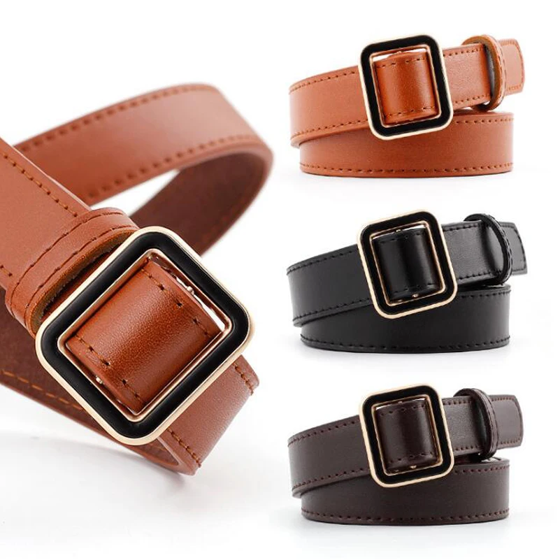 

2020 New Fashion Women Accessories for Jeans PU Leather Dress Ladies Waist Straps Designer Luxury Brand Squara Buckle Belts