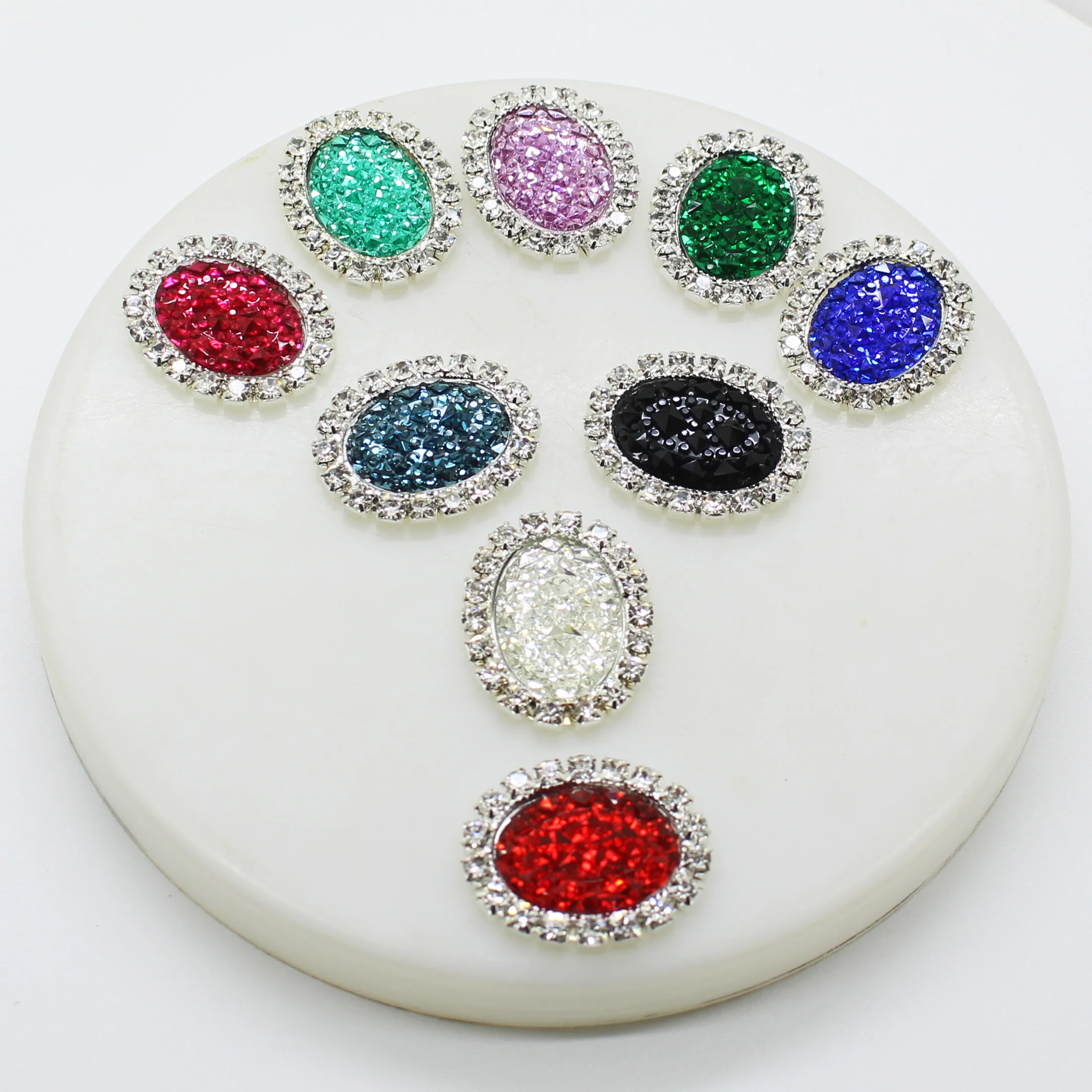 LKERAN блестящая резиновая поверхность 24*19 мм свадебные алмазные пуговицы стразы