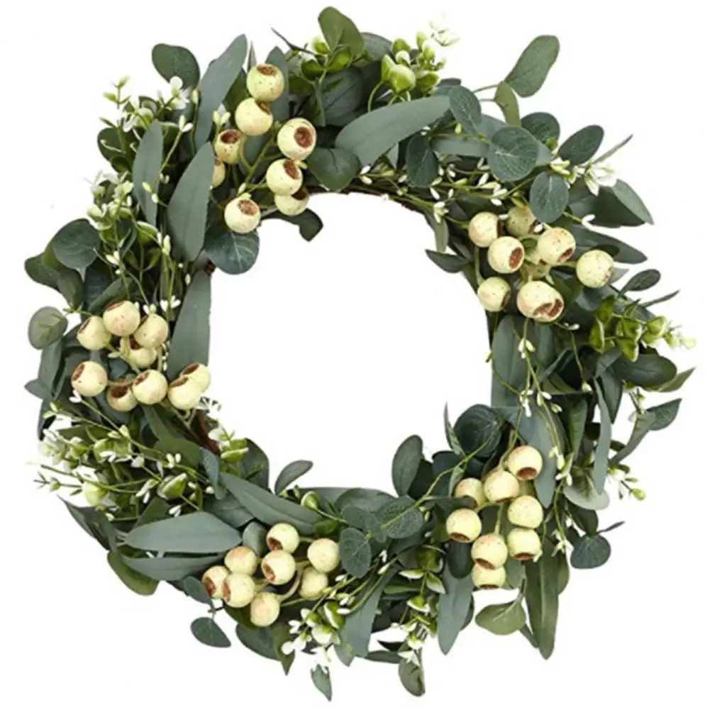 

Beautiful Wreath Realistic Exquisite Delicate Plastic Eucalyptus Leaves Wreath Decor for Home Natural Feeling Wreath Decor