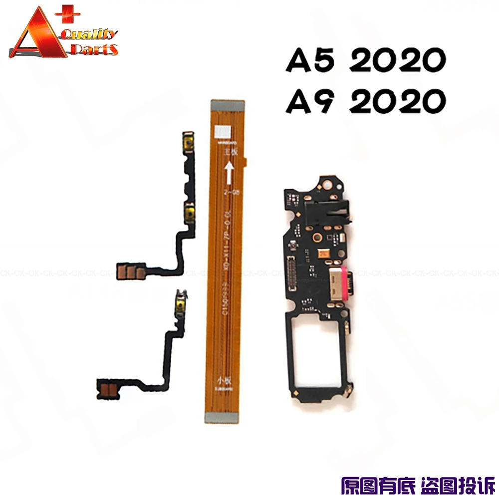 For OPPO A5 A9 2020 Power Volume Side Button Key Main Mainboard flex cable USB Charging Board With Microphone Mic | Мобильные