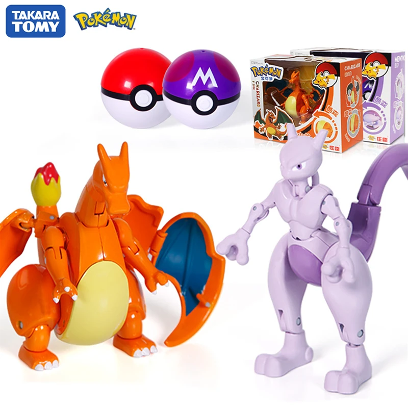 

POKEMON Ball Toy Pocket Charizard Mewtwo Doll Figures Pikachu Eevee Psyduck Greninja Action Anime Figure Children Toys For Kids