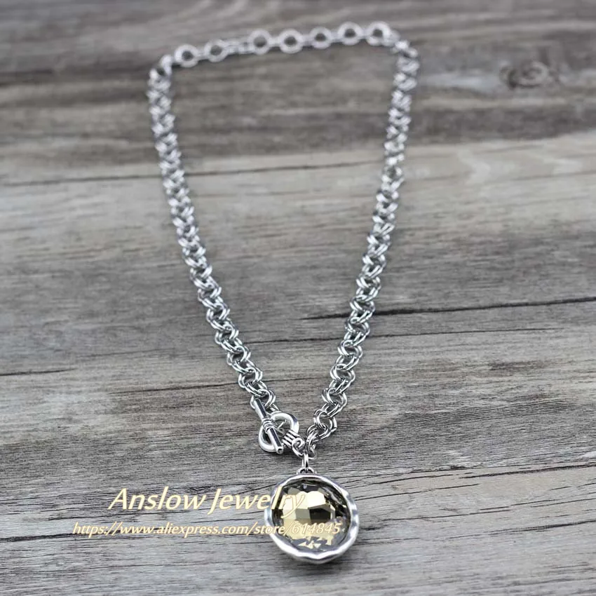 Женское Ожерелье с большим кристаллом Anslow украшение в стиле панк-рок подарок