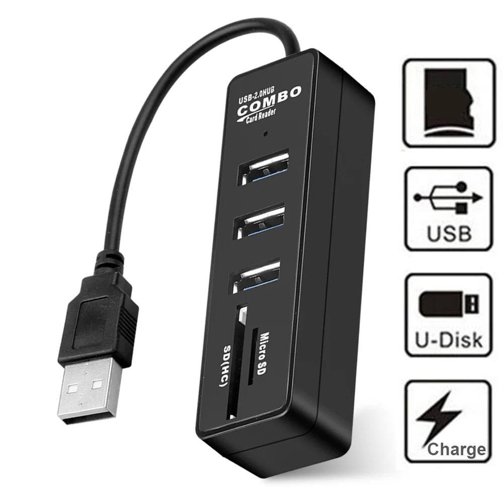 

USB 3 разветвитель с кабелем, поддержка SD TF карт, OTG адаптер, Высокоскоростная зарядка, передача данных для телефонов, ПК, ноутбуков, аксессуары