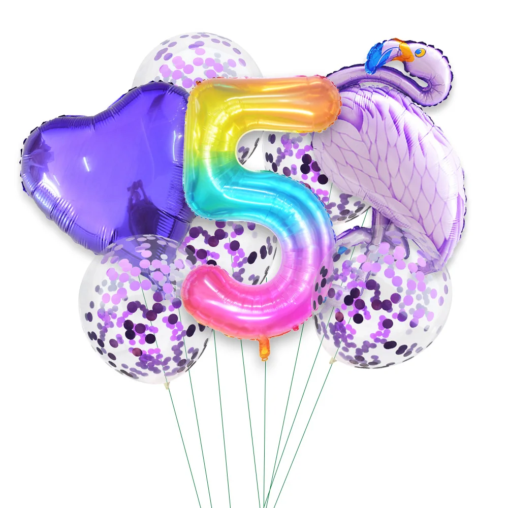 Amawill 40 дюймов Радужный градиентный цифровой Гавайский Фламинго фольгированный