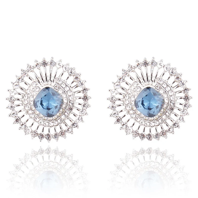 royal blue LUBOV, Кристальные стразы, серьги-гвоздики для женщин, ювелирные изделия для рождественской вечеринки, трендовые Свадебные ювелирные изделия, 4 цвета, новинка - Окраска металла: royal blue