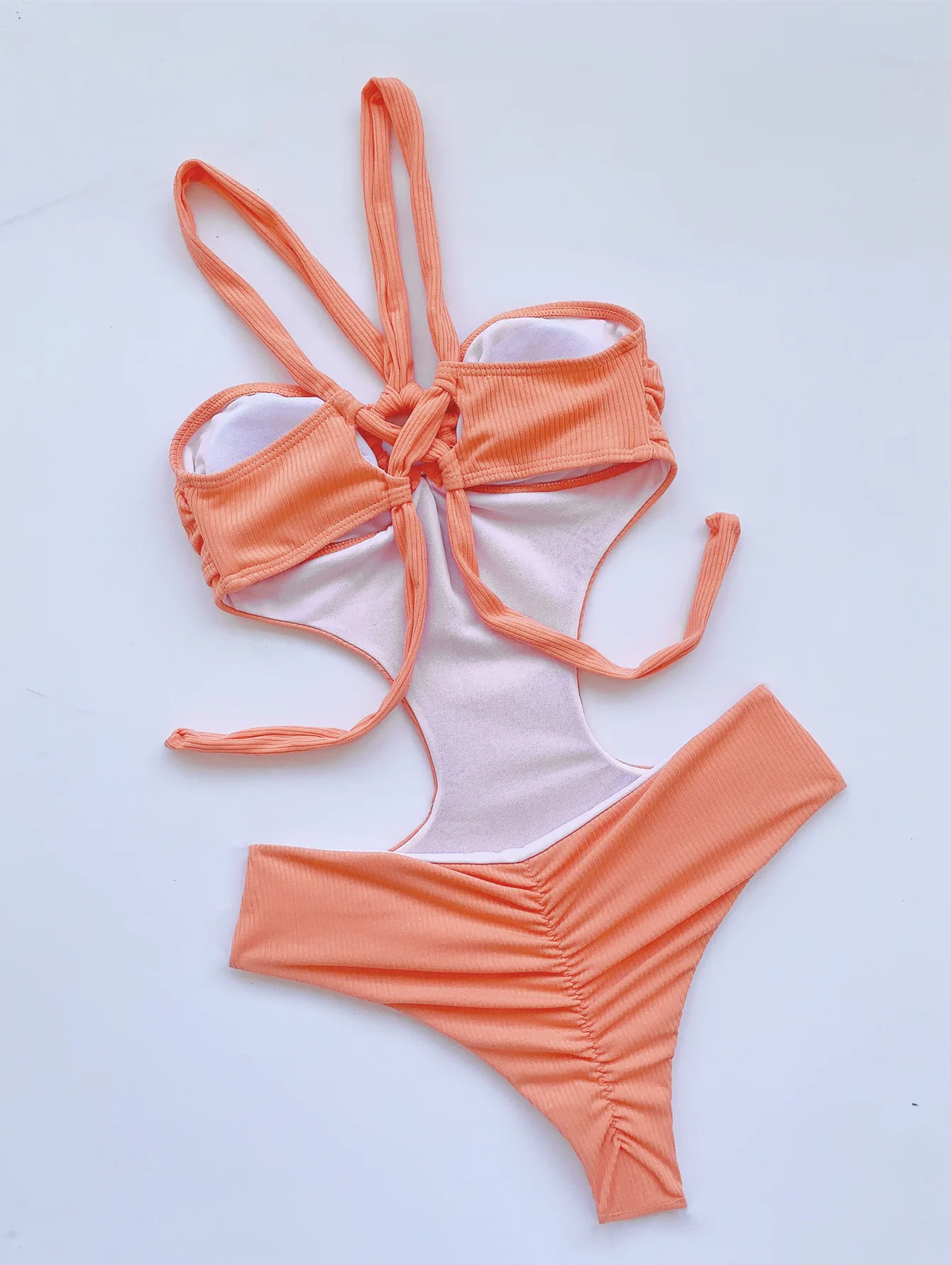 

COOBBU Solid Color Hollow Out Swimsuit Women String Swimwear Push Up Bathing Suit Beach Monokini Sexy One-Piece Suits