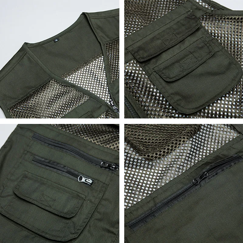 Мужской сетчатый жилет без рукавов Повседневная дышащая куртка с несколькими