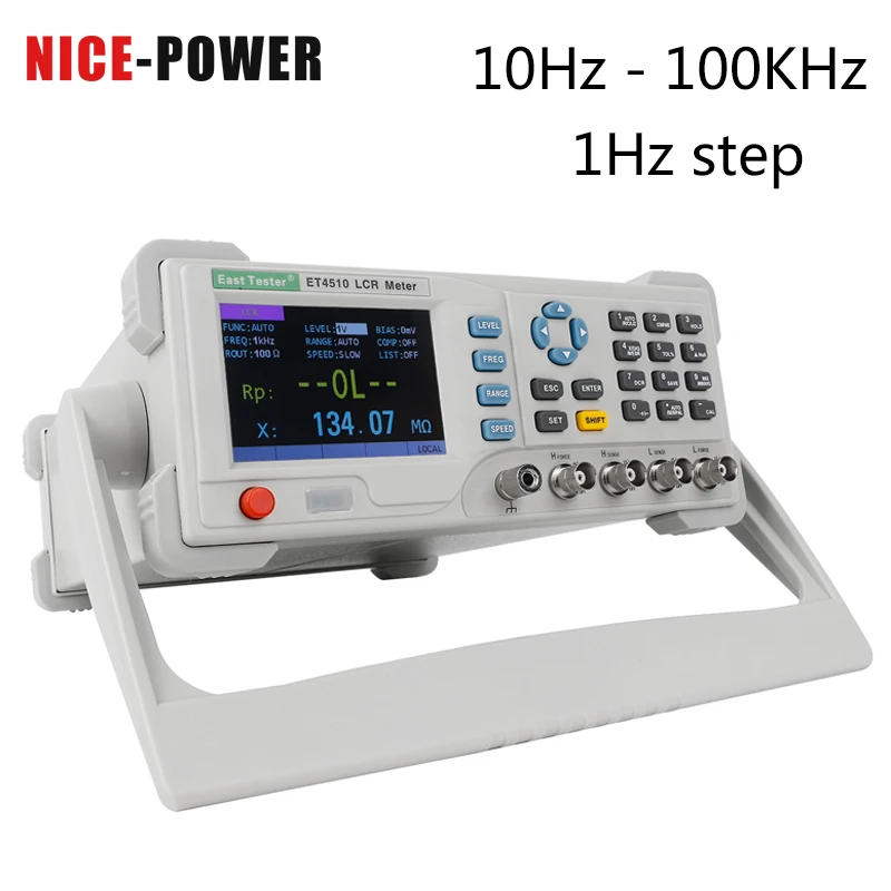 

ET4510 110V/220V Benchtop Digital Bridge Desktop LCR Tester Meter 10Hz~100kHz Continuously adjustable frequency 1Hz Step ET4410