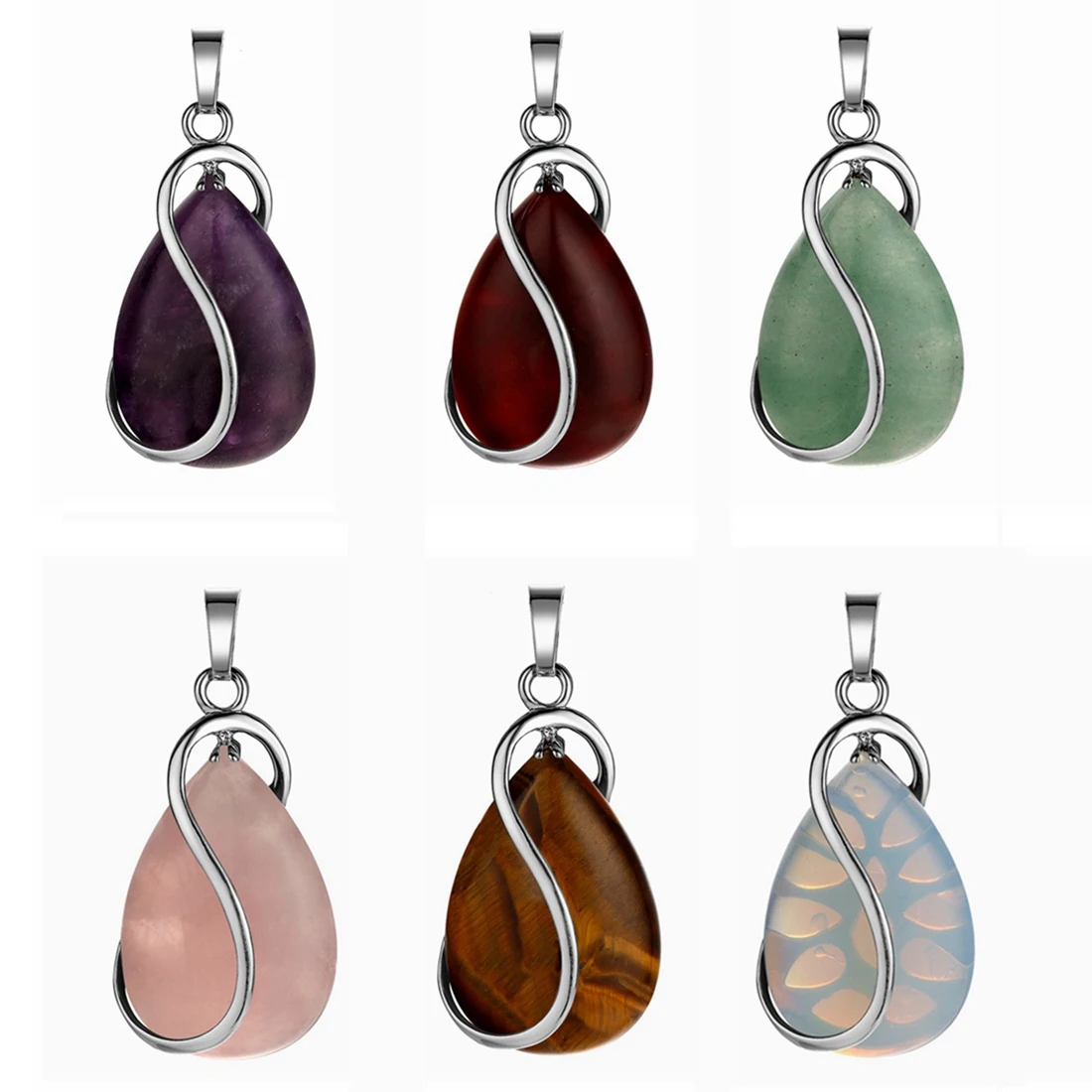 SEVENSTONE женский кулон ожерелье рейки натуральный камень ангел капли воды S