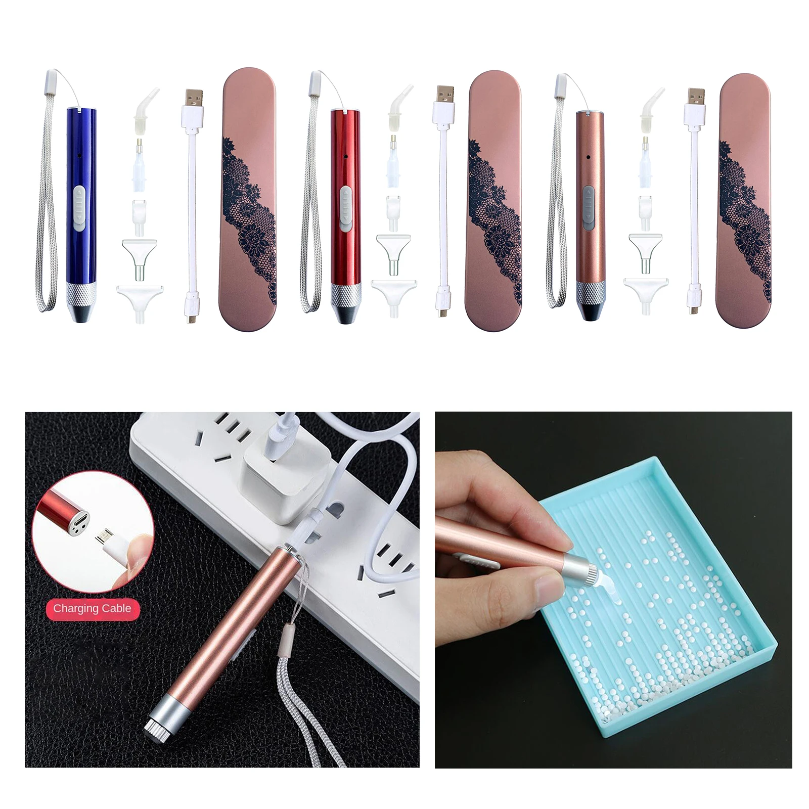 

USB Rechargeable Lighting Point Drill Pen 5D Diamond Painting DIY Sewing Cross Stitch Embroidery Tools