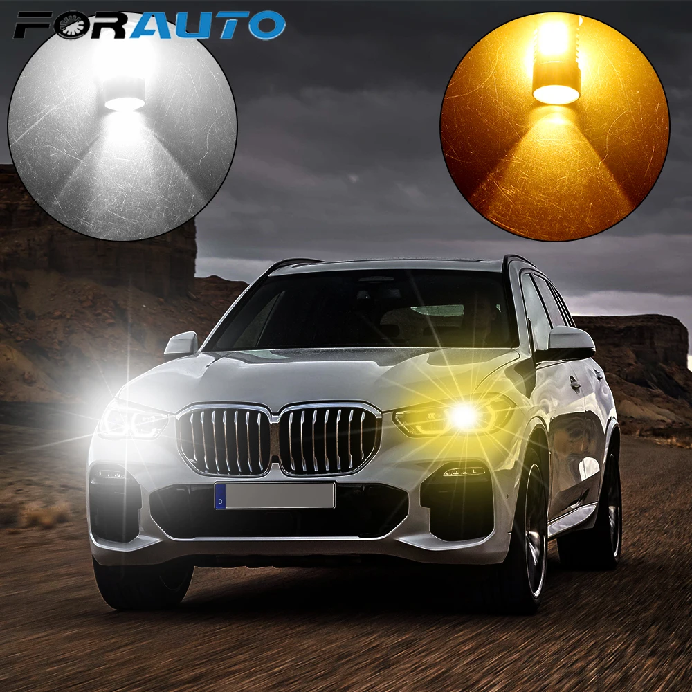 

FORAUTO 2 шт. T20 7440 W21W 7441 7443 7444 W21/5 Вт светодиодный лампы для автомобилей LADA размер лампы Супер яркий белый янтарь DC12-24V