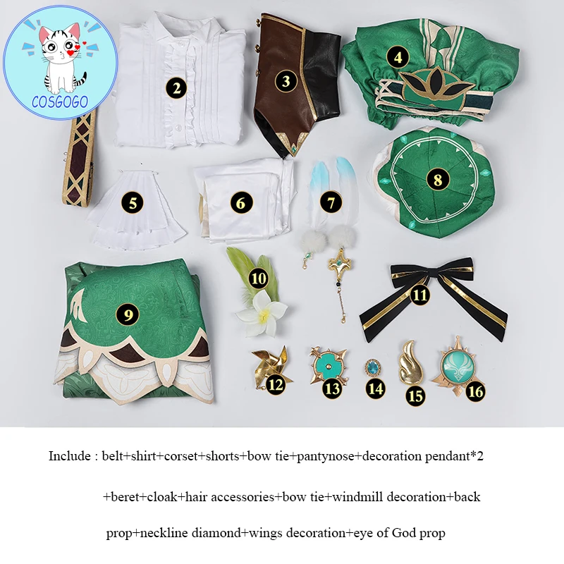 Аниме! Женский костюм для косплея Genshin Impact Венти мондштадта ветряного Бога