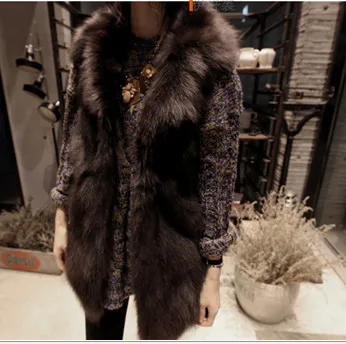 2019 стильный меховой Повседневный Женский Длинный жилет из лисьего меха верхняя