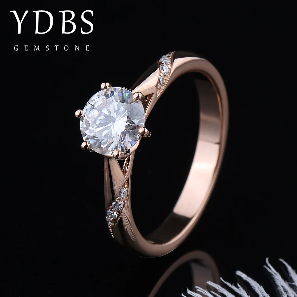 

Обручальное и свадебное кольцо YDBS из розового золота 14 к, 1ctw 6,5 мм с круглой огранкой