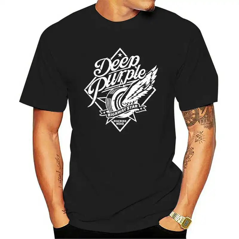 

New Hot Design t-shirts Black Deep Purple Men Short Sleeve t Shirt Small Highway Star Tshirt New