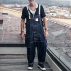 Мужской японский Харадзюку, уличная одежда, хип-хоп, комбинезон, джинсы, свободные, повседневные, широкие брюки, джинсовые карго