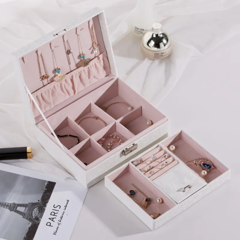 

PU Jewelry Box Multi-Layer Portable Jewelry Storage Box Creative Fashion Women Earrings Boxes Friends Families Gifts Five types