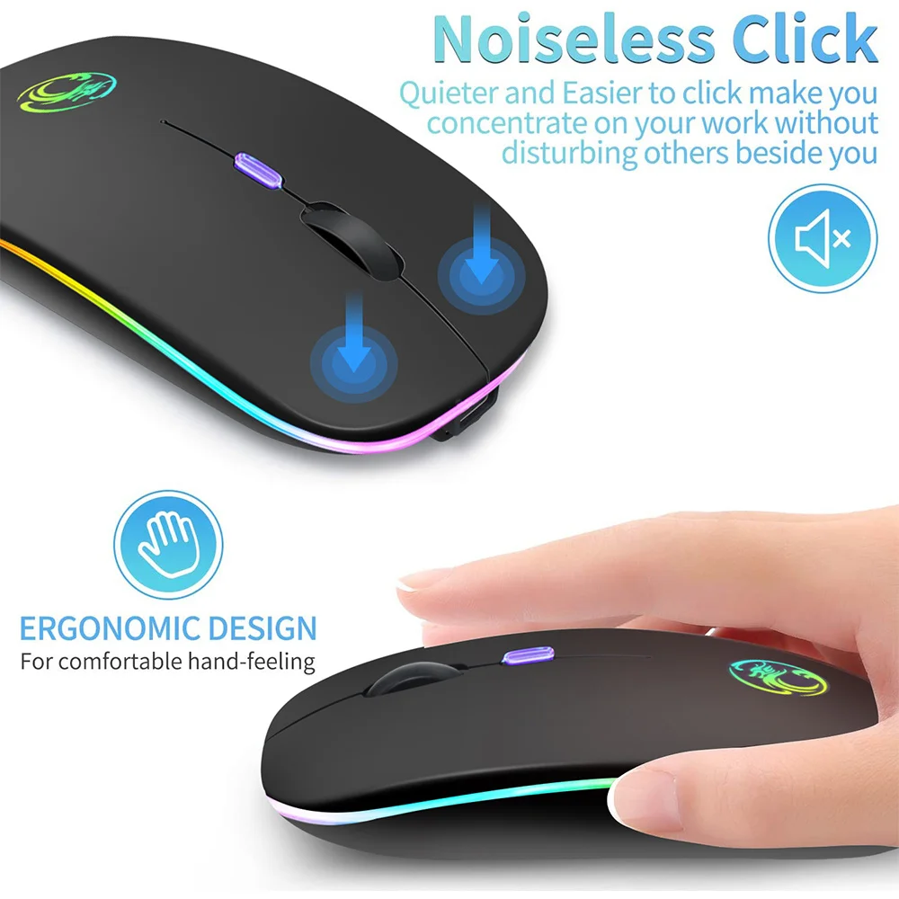 xiaomi wireless mouse bluetooth rechargeable mouse wireless computer silent mause led backlit ergonomic gaming mouse laptop free global shipping
