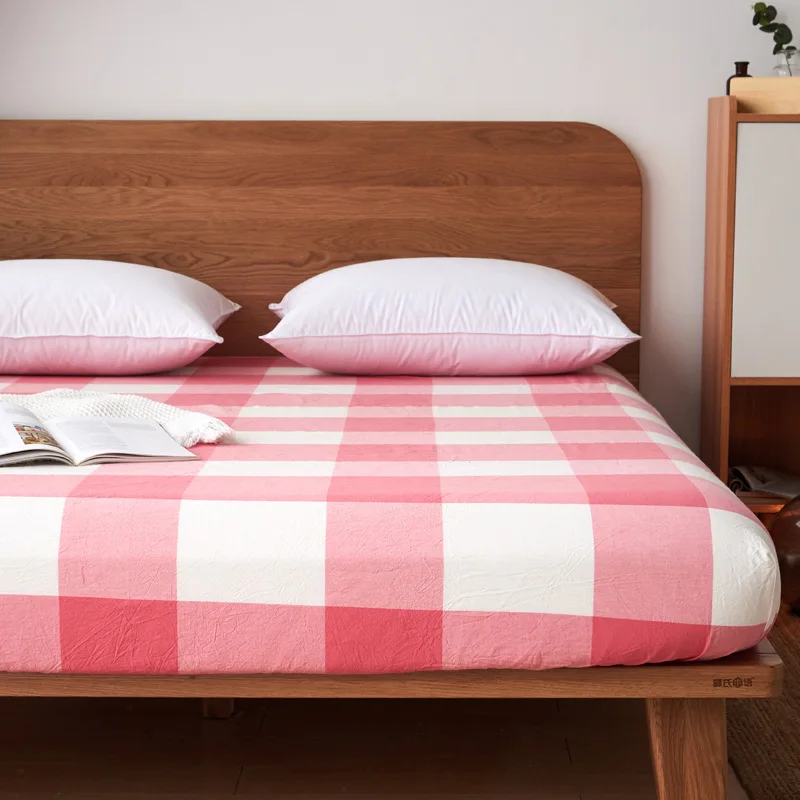 

All Cotton Fitted Sheet Single Piece Pure Cotton Water Washed Cotton Bedspread Single Fixed Dustproof Protective Bedspread