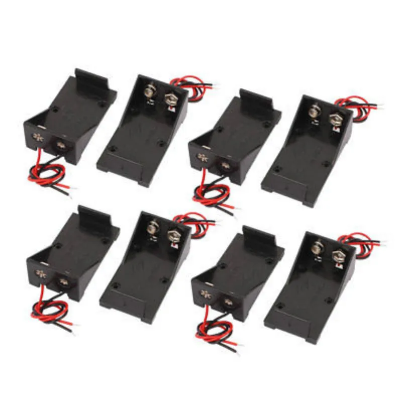 

5pcs/set 2-Wires Lead 9V Battery Holder Screw Mounted Storage Case Box Connector