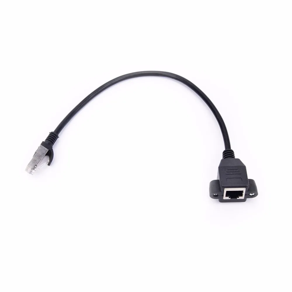 

1PCS RJ45 Male To Female Screw Panel Mount Ethernet LAN Network Extension Cable 30cm