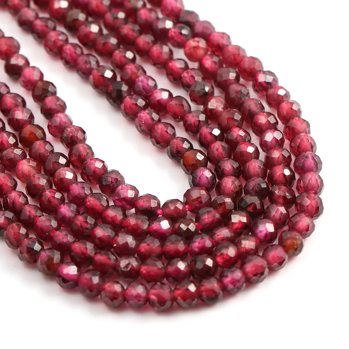 

Round Faceted Garnet Beads Natural Stone Spacer Bead Making for Women Jewelry DIY Bracelet Necklace Size 2mm 3mm 4mm 5mm