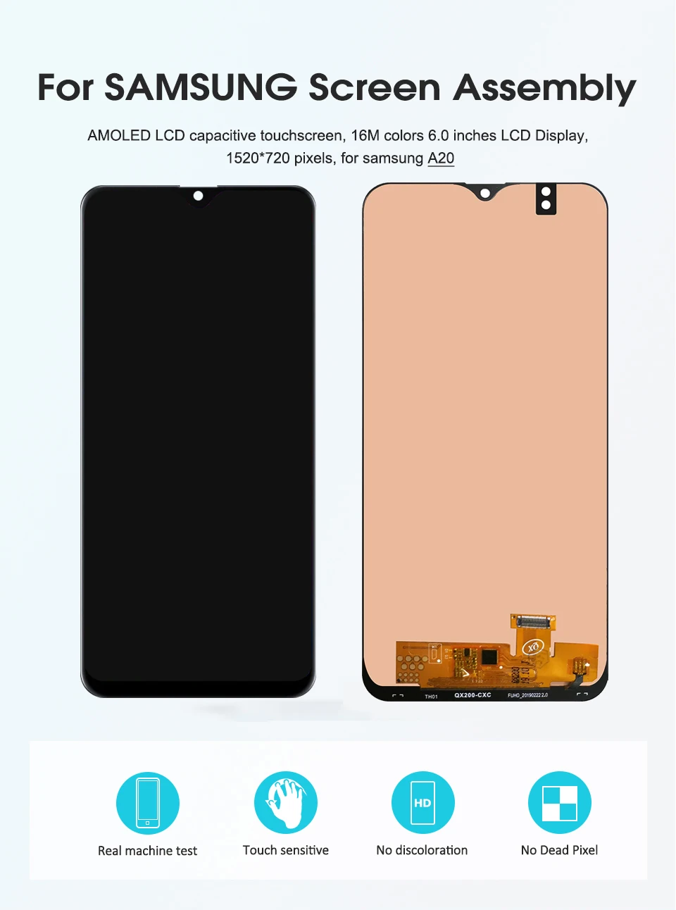 Для samsung Galaxy A20 A205G/DS A205F/DS A205GN/DS ЖК-дисплей сенсорный экран дигитайзер в сборе для samsung A20 lcd