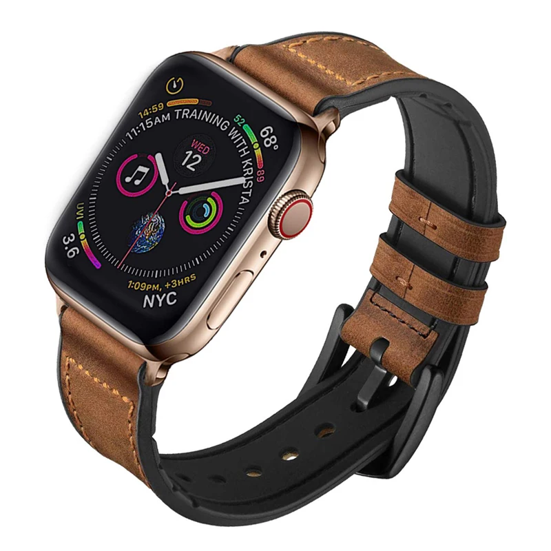 Силиконовые и кожаный ремешок для apple watch, ремешок 42 мм, 38 мм, версия apple watch группа 4 5 44 мм 40 мм iwatch ремень 3/2/1 высокое качество браслет
