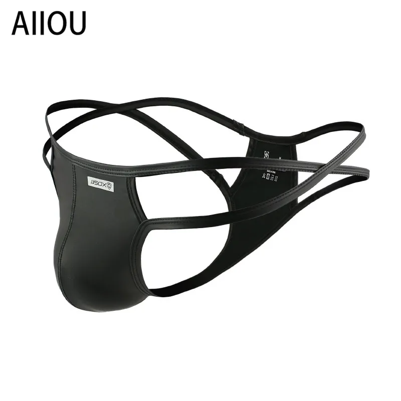 AIIOU мужские черные PU кожаные ремни & G стринги сексуальные гей Танга Hombre ракушки