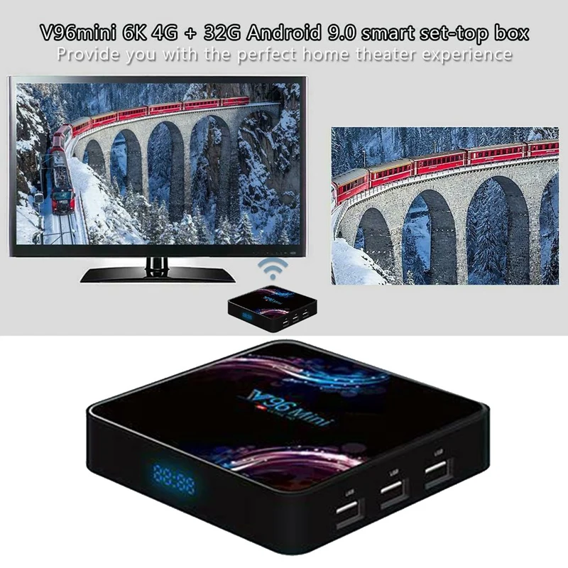 V96 Мини Android 9 0 ТВ коробка 6K H.265 2 4G/5G Wifi Bluetooth телеприставка для Youtube Google Assistant 3D видео