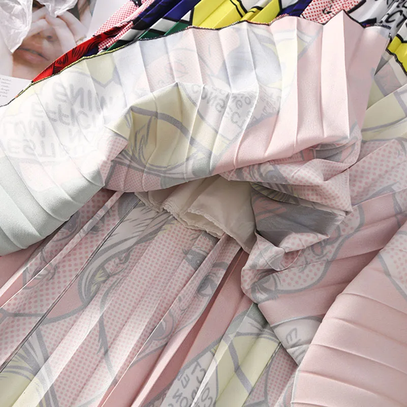 Юбка женская плиссированная средней длины трапециевидная юбка с мультяшным