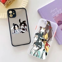 protective grandmaster mo dao zu shi mdzs phone case for iphone x xr xs 7 8 plus 11 12 pro max translucent matte shockproof