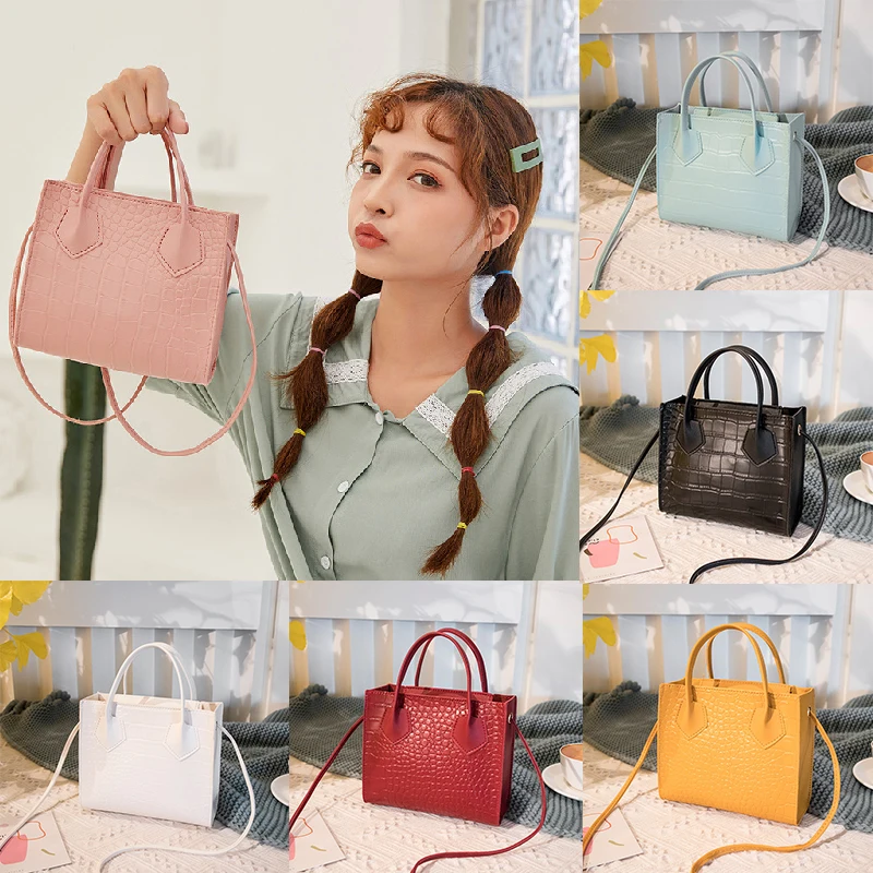 

2020 Fashion Crocodile Pattern Crossbody Bag Tote Handbag Vintage Solid Women Small Square Bag Sling Shoulder Bag Messenger Bag