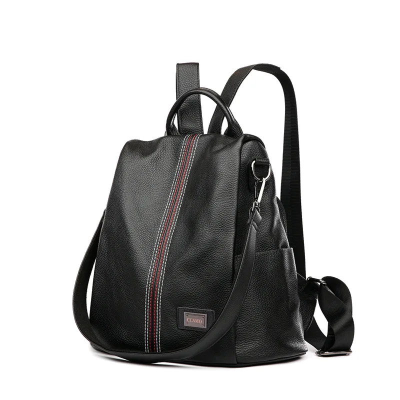 

100% Genuine Leather 2021 Ladies Trendy Large-capacity School Bags Fashion Single-shoulder Dual-use Female Bags Anti-theft Wild