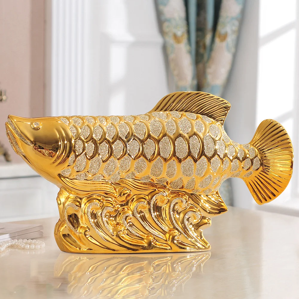 2020 TOP COOL HOME OFFICE COMPANY SHOP TALISMAN MONEY DRAWING FORTUNE AROWANA GOLDEN FISH FENG SHUI GOOD LUCK DECORATIVE STATUE | Дом и сад