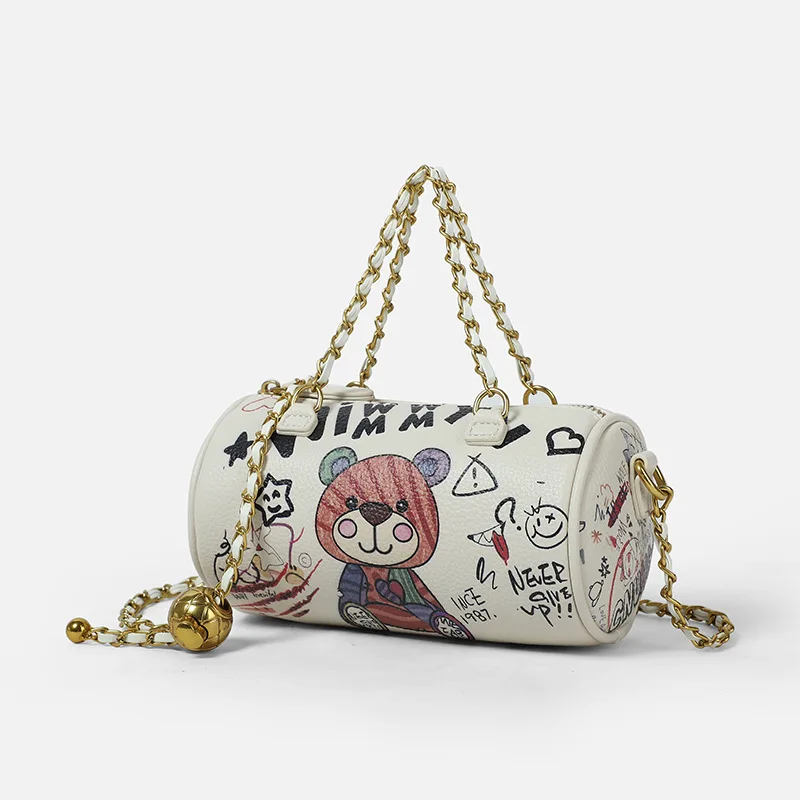 

2021 New Style 100% Leather Luxury Designer Bag Bear Graffiti Underarm Shoulder Bag Luxury Brand Messenger Bag Cartoon Bag Cc