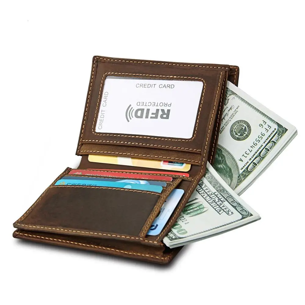 Винтажный мягкий кожаный мужской кошелек тройного сложения с верхним слоем