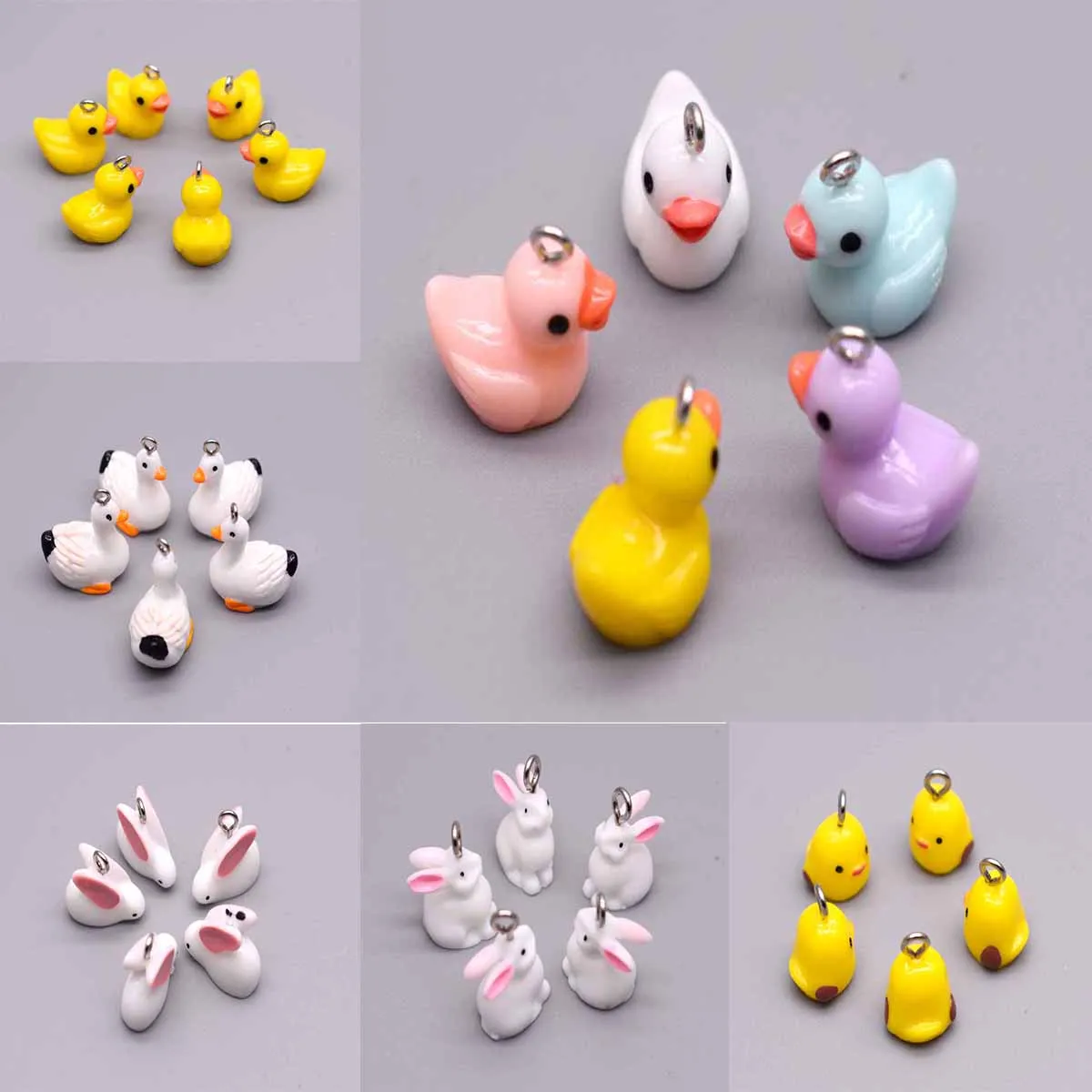 

10pcs/lot Cute Animal Charms Resin Pendants For Handmade Decoration Bracelets Necklace Earring Key chain Jewelry Making