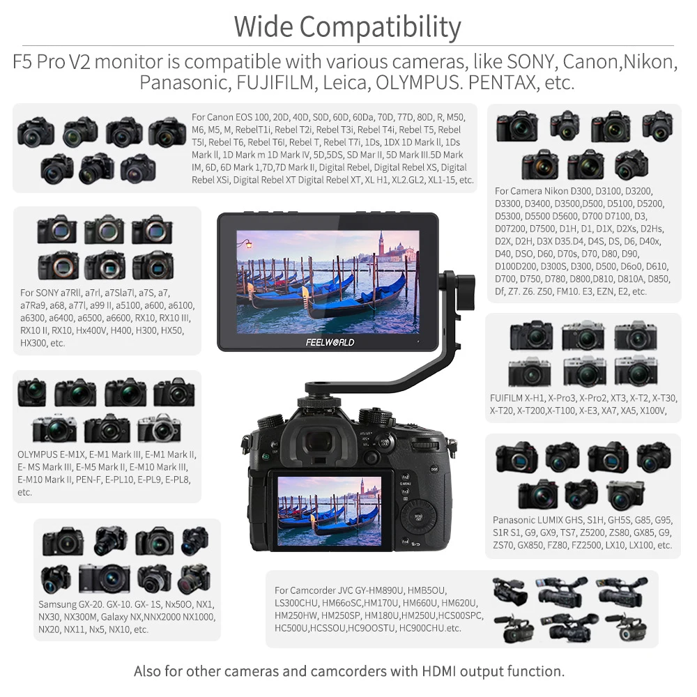 Сенсорный экран FEELWORLD F5 PRO V2 5 '' 3d монитор LUT для камеры настройка беспроводного