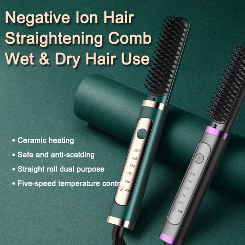 

Multifunctional Electric Hair Straightener Brush Heated Brushe Ceramic Curler Hot Comb Men Beard Hair Straight Tool
