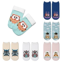 new owl socks 3d printing women socks animal brand sock fashion unisex meias female funny novelty low ankle cartoon summer sock