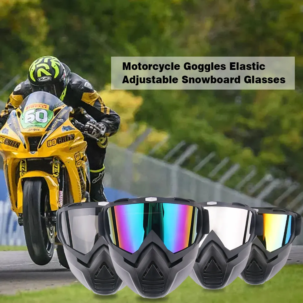

Motorcycle Goggles Elastic Adjustable Snowboard Glasses With PC Explosion-proof Lens Snow Ski Goggles Multicolor Eye Protection