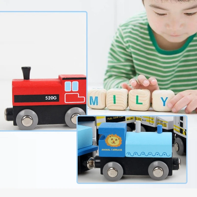 

12 PCS Wooden Train Set netic Train Toys Set Multicolor Track Scooter for Kids Toddler Boys and Girls